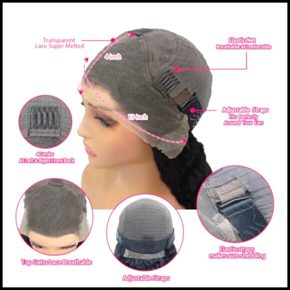 Short Bob Glueless Frontal Wig Human Hair Pre Plucked Deep Wave Lace Front main image 5